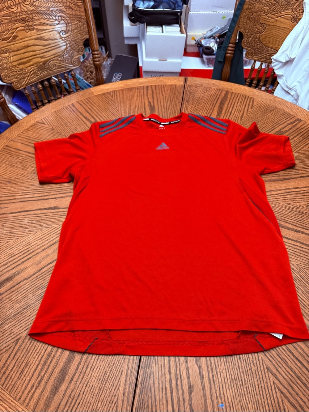 adidas Red Athletic Tee with Blue Logo
